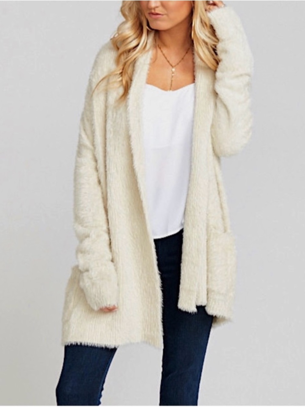 Show Me Your MuMu Polly Pocket Cardigan Sugar Cookie Knit Fuzzy Duster